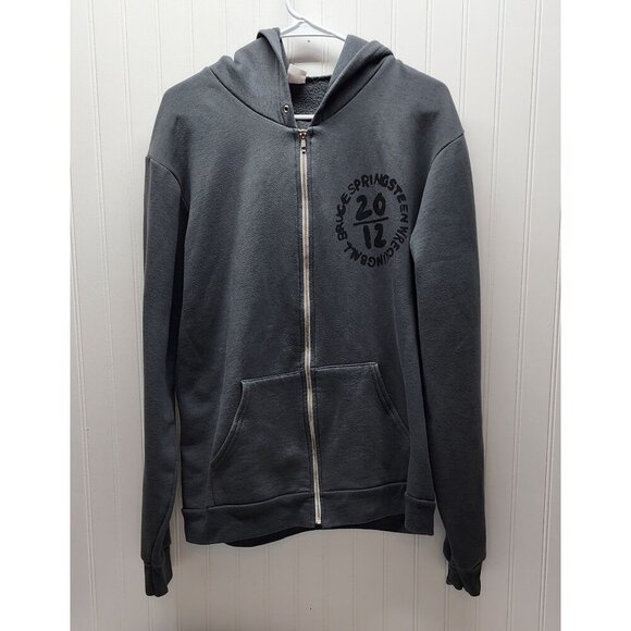 Bruce Springsteen Wrecking Ball Tour Hoodie Zip-Up Sweatshirt Gray Unisex Size L - Picture 4 of 7
